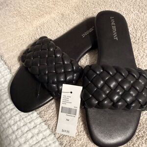 Lane Bryant Black Braided Sandals